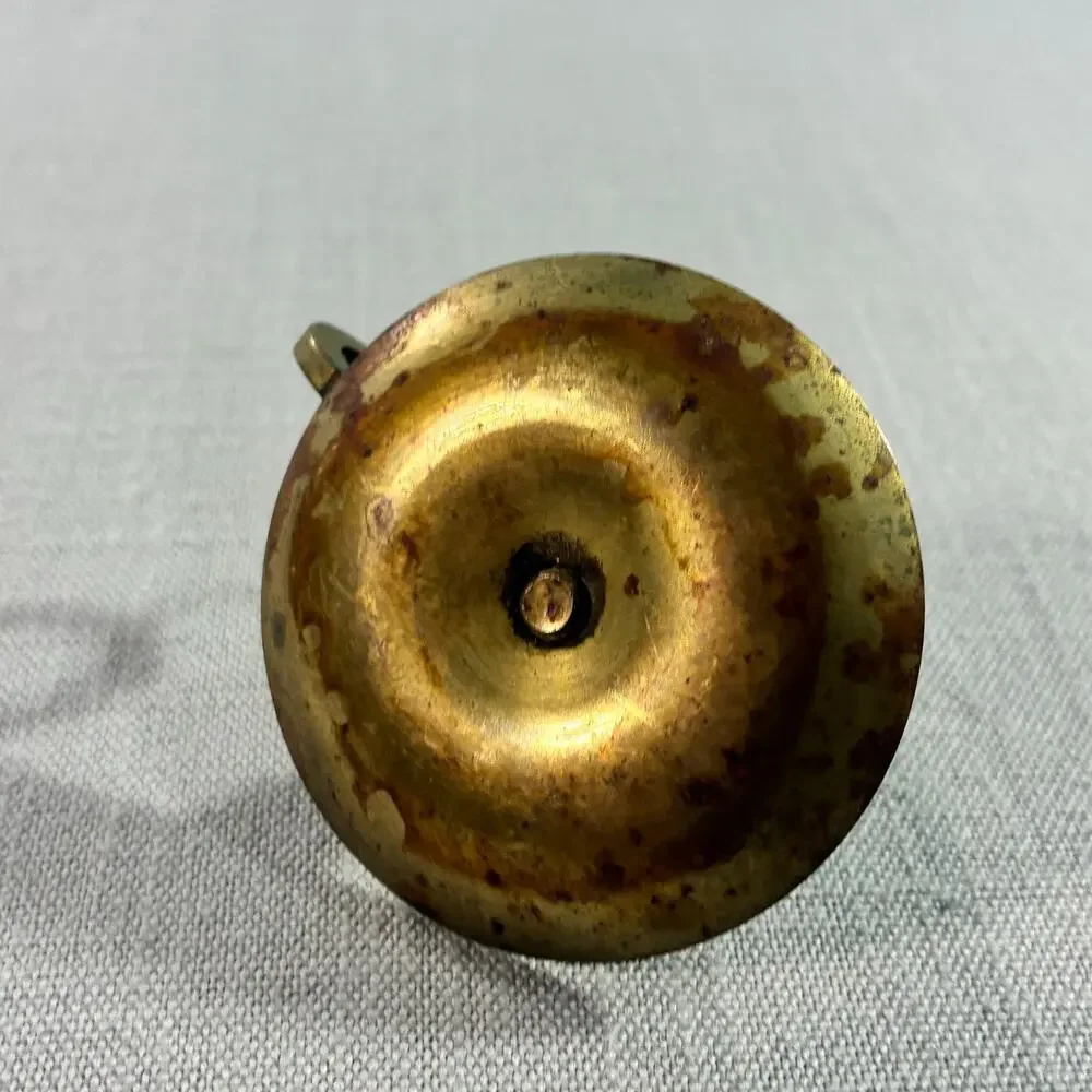 Vintage Solid Brass Mini Chamberstick Finger Loop Candle Holder 2 Inch Rustic